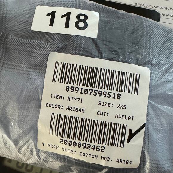 Madewell Easy Y-Neck Button-Up Shirt SZ 2XS Deep Indigo White Plaid Long Sleeve - Picture 6 of 7